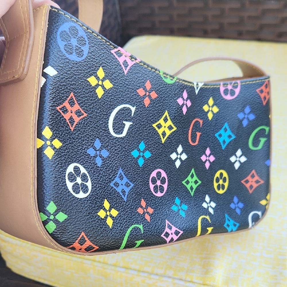 Source Unknown Black Multicolor Logo Print Should… - image 14